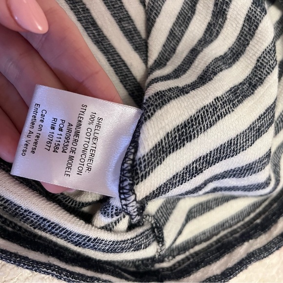 Alice + Olivia Blue and White Striped Terry Tee- Small - Picture 6 of 7